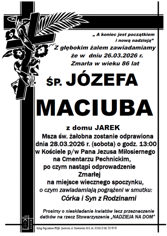 JÓZEFA MACIUBA Z DOMU JAREK