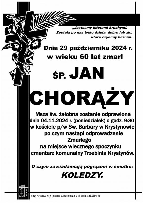JAN CHORĄŻY