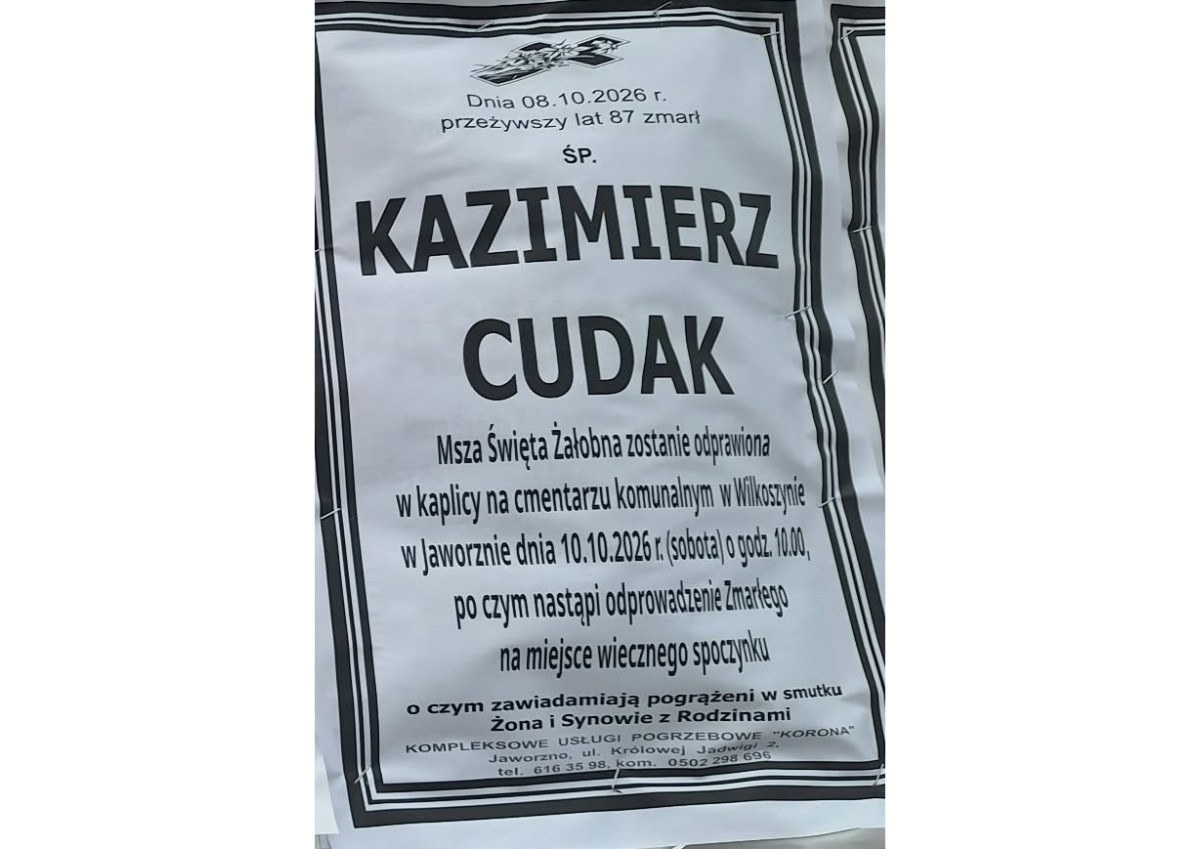 Nekrolog: śp. Kazimierz Cudak, zm. 8 października 2026 r.