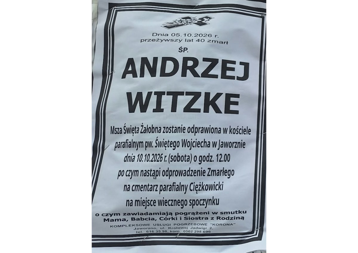 Nekrolog: śp. Andrzej Witzke, zm. 5 października 2026 r.