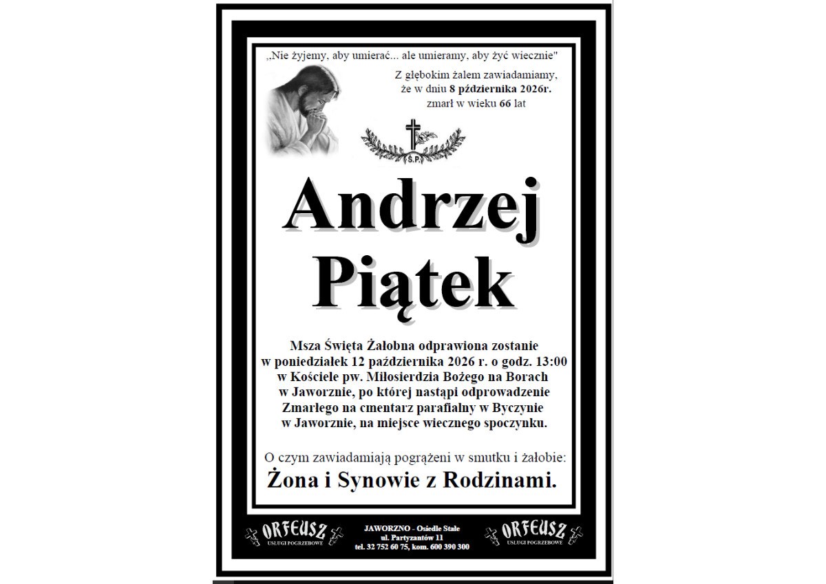 Nekrolog: śp. Andrzej Piątek, zm. 8 października 2026 r.