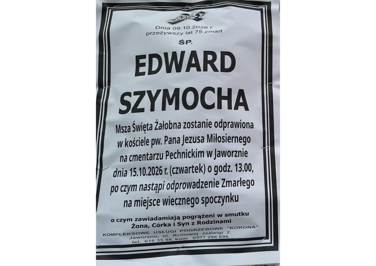 Nekrolog: śp. Edward Szymocha, zm. 9 października 2026 r.