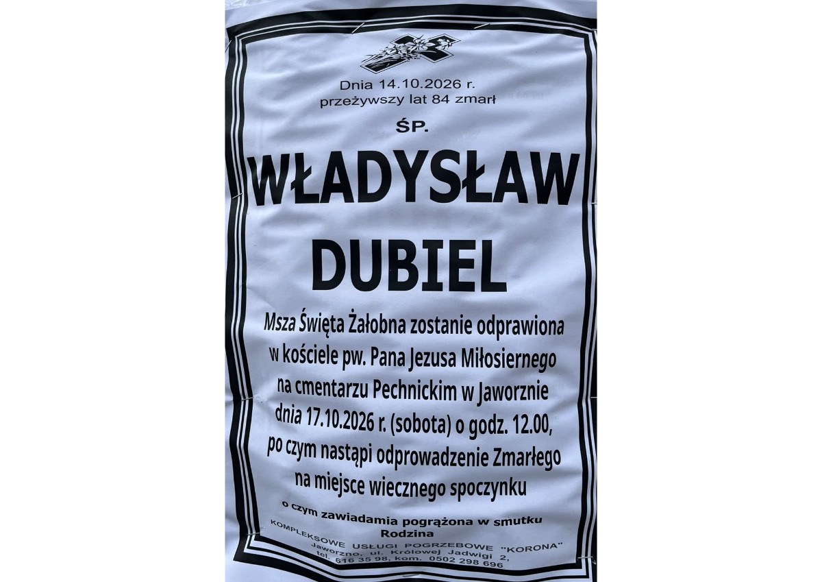 Nekrolog: śp. Władysław Dubiel, zm. 14 października 2026 r.
