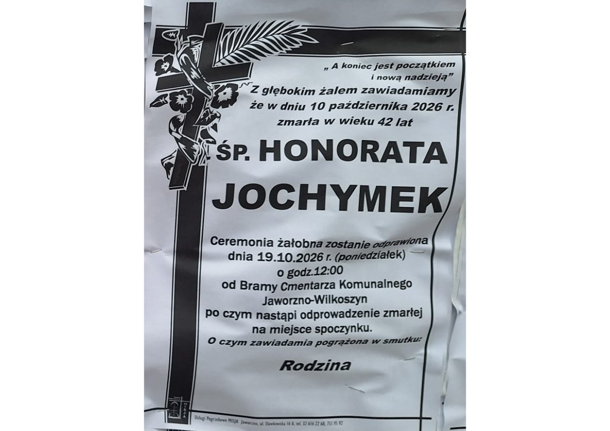 Nekrolog: śp. Honorata Jochymek, zm. 10 października 2026 r.