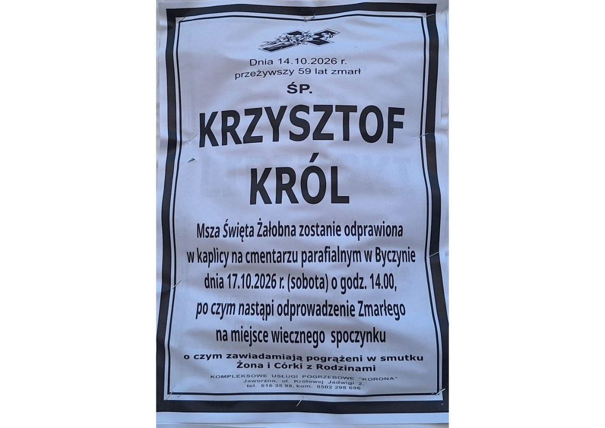 Nekrolog: śp. Krzysztof Król, zm. 14 października 2026 r.