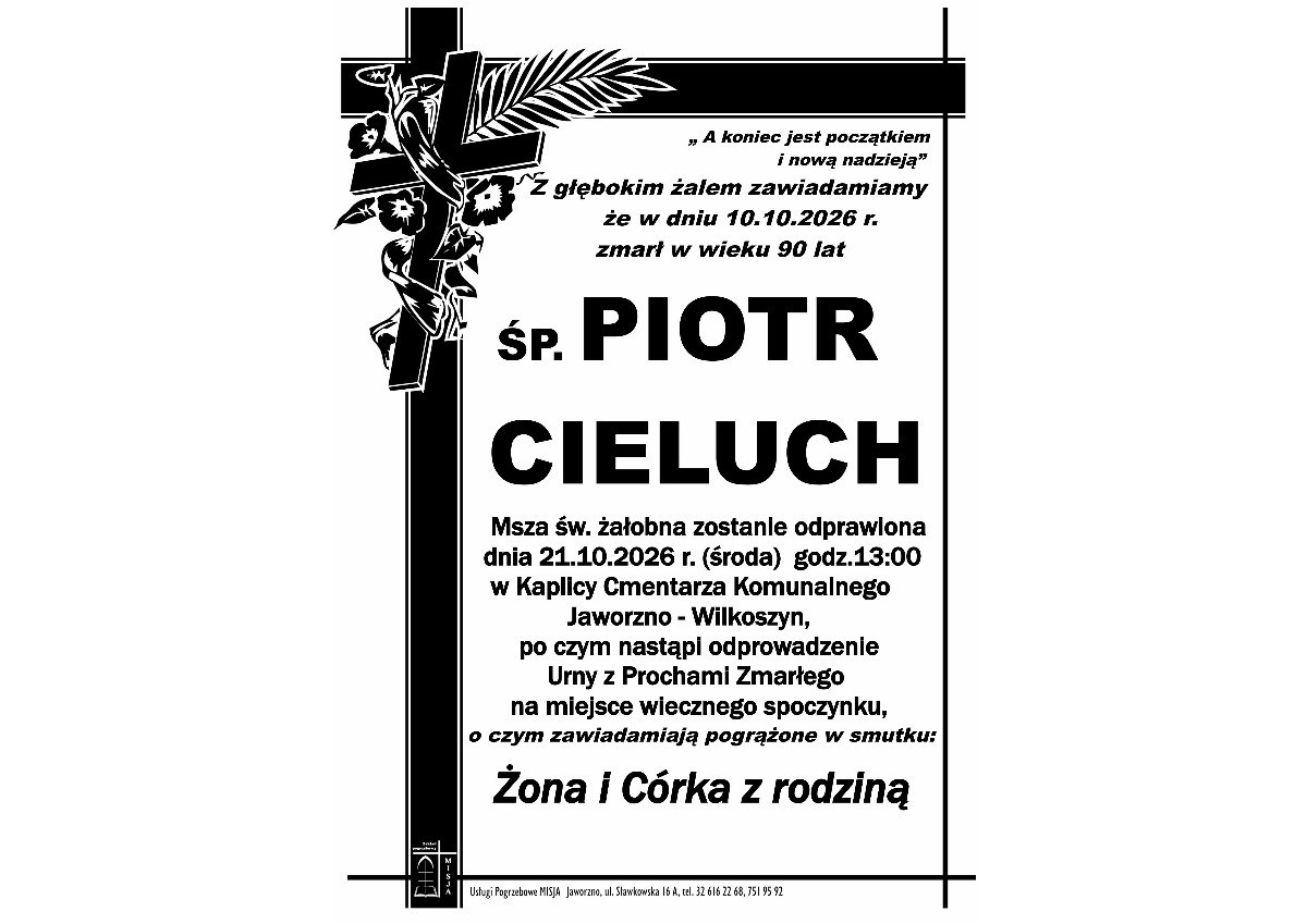 Nekrolog: śp. Piotr Cieluch, zm. 10 października 2026 r.