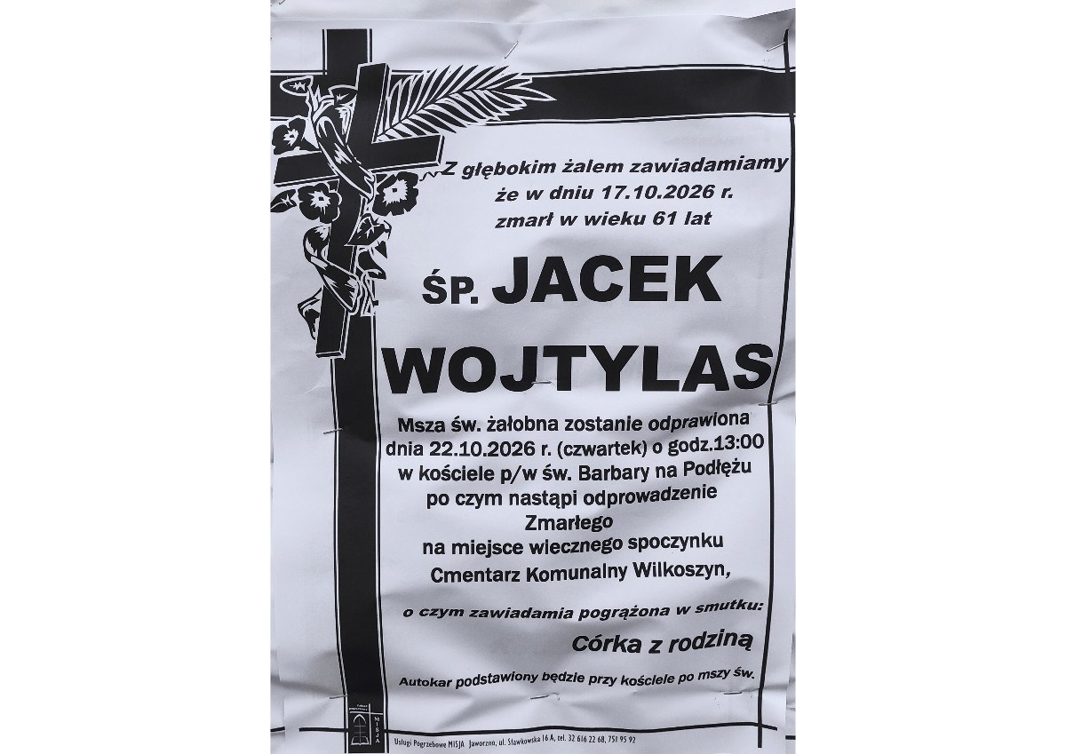 Nekrolog: śp. Jacek Wojtylas, zm. 17 października 2026 r.
