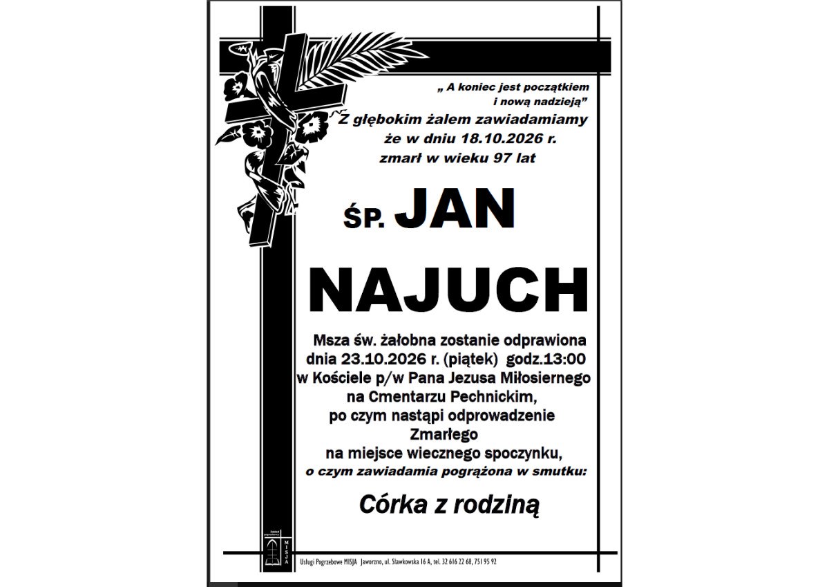 Nekrolog: śp. Jan Najuch, zm. 18 października 2026 r.