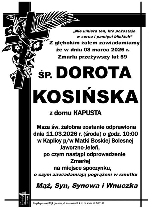 DOROTA KOSIŃSKA Z DOMU KAPUSTA