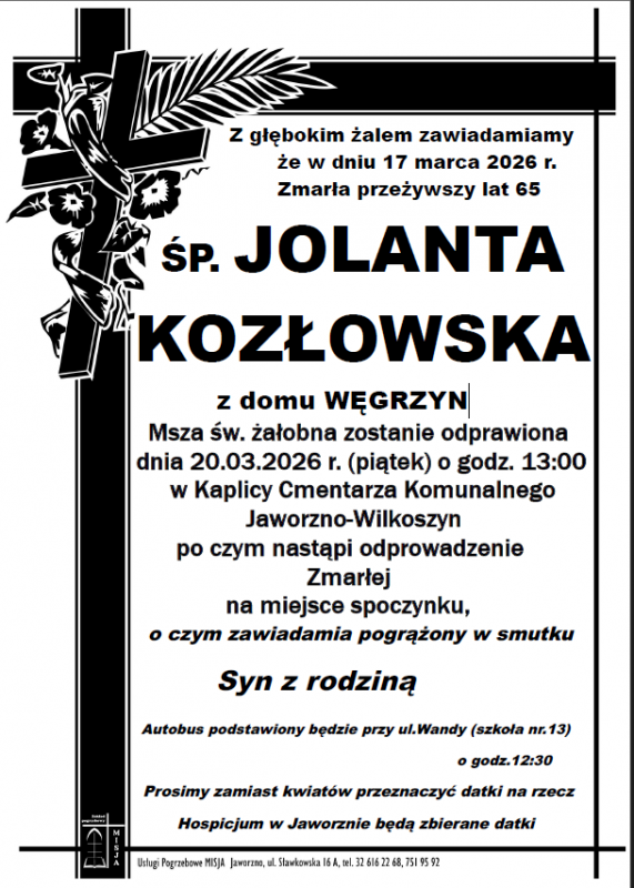 JOLANTA KOZŁOWSKA Z DOMU WĘGRZYN