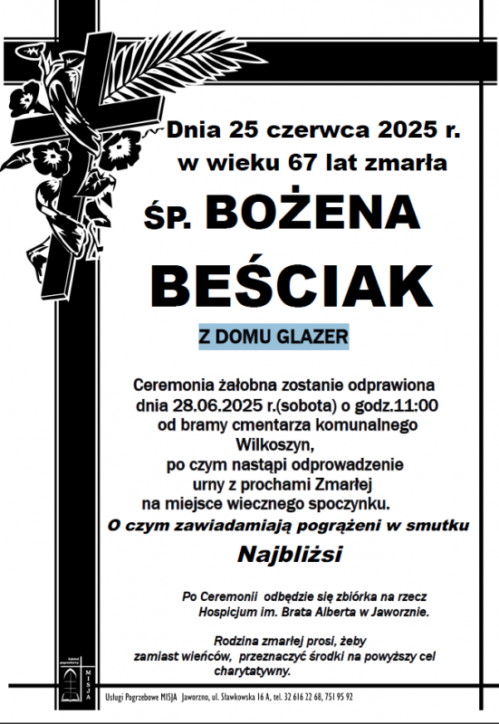 BOŻENA BEŚCIAK Z DOMU GLAZER
