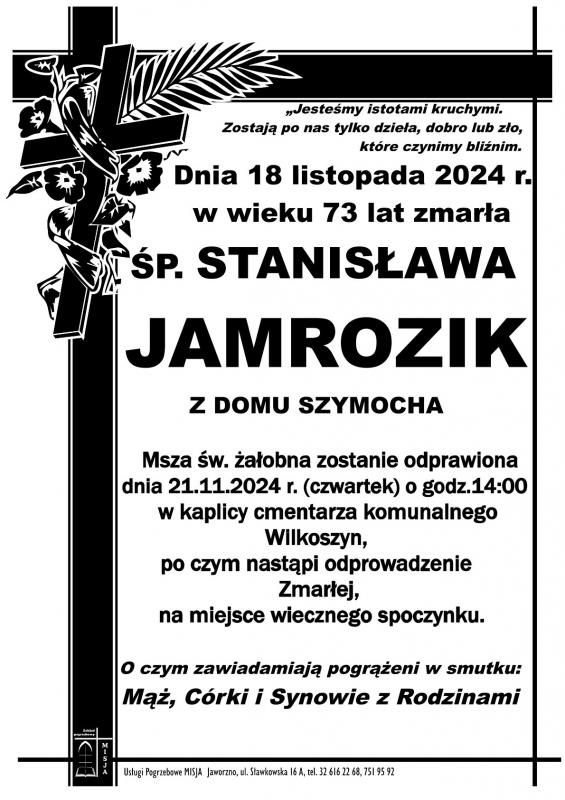 STANISŁAWA JAMROZIK Z DOMU SZYMOCHA
