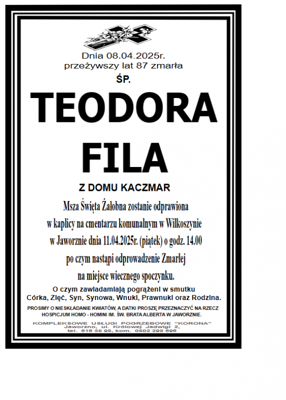 TEODORA FILA Z DOMU KACZMAR