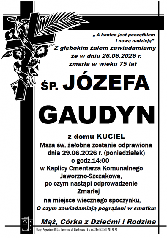 JÓZEFA GAUDYN Z DOMU KUCIEL