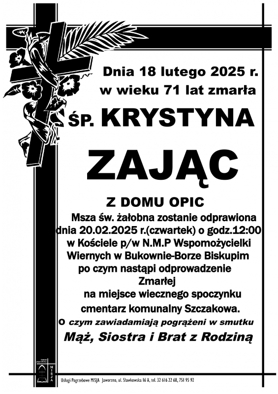 KRYSTYNA ZAJĄC Z DOMU OPIC