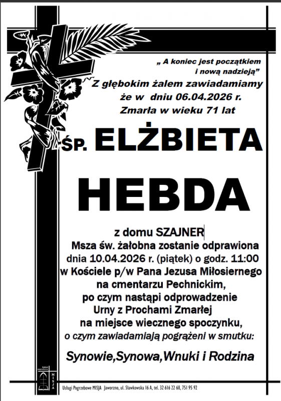 ELŻBIETA HEBDA Z DOMU SZAJNER