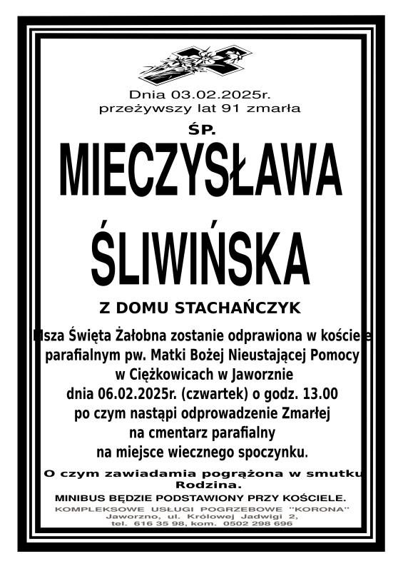 MIECZYSŁAWA ŚLIWIŃSKA