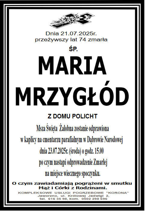 MARIA MRZYGŁÓD Z DOMU POLICHT
