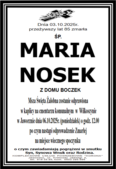 MARIA NOSEK Z DOMU BOCZEK