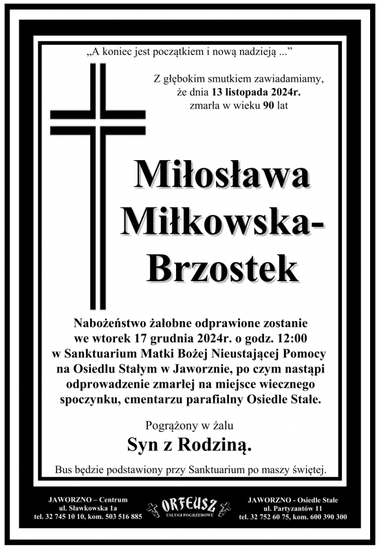 MIŁOSŁAWA MIŁKOWSKA BRZOSTEK