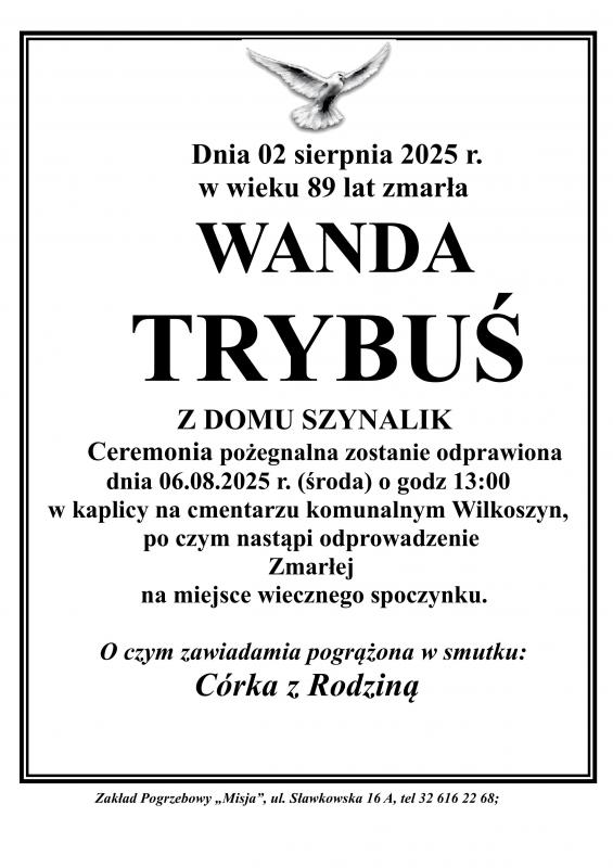 WANDA TRYBUŚ Z DOMU SZYNALIK