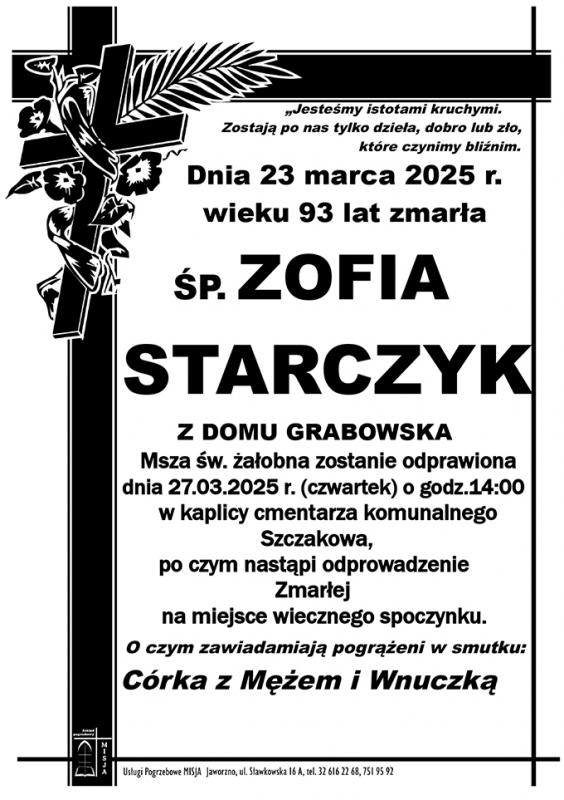 ZOFIA STARCZYK Z DOMU GRABOWSKA