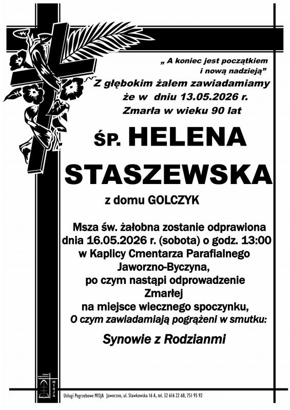 HELENA  STASZEWSKA Z DOMU GOLCZYK