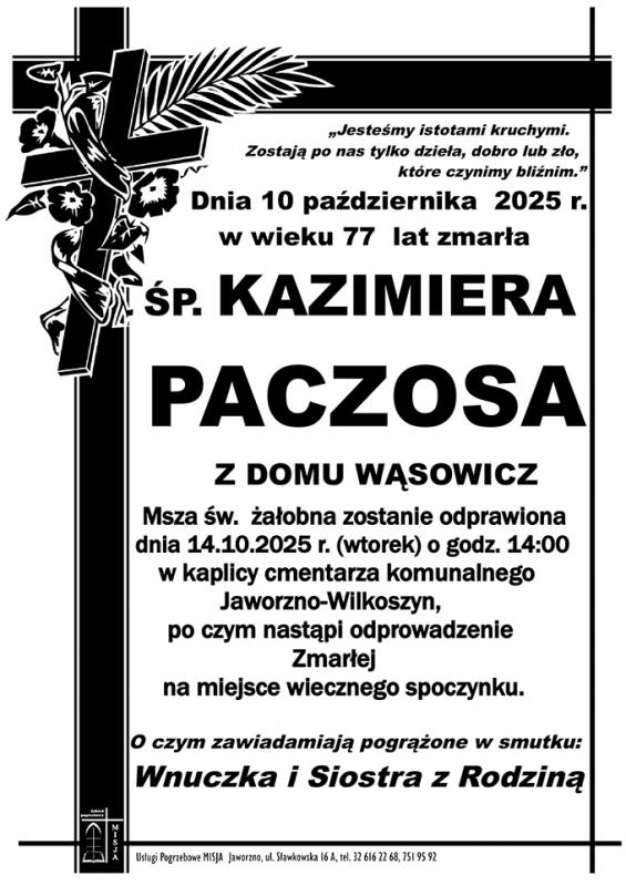 KAZIMIERA PACZOSA Z DOMU WĄSOWICZ