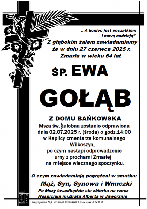 EWA GOŁĄB Z DOMU BAŃKOWSKA