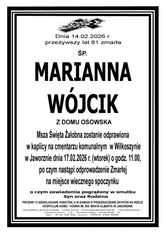 MARIANNA  WÓJCIK Z DOMU OSOWSKA