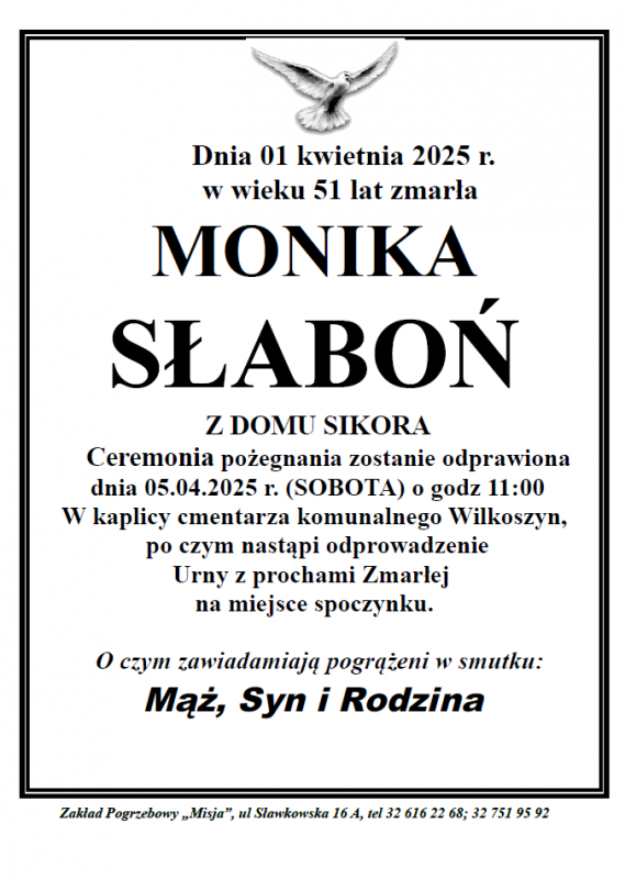 MONIKA SŁABOŃ Z DOMU SIKORA