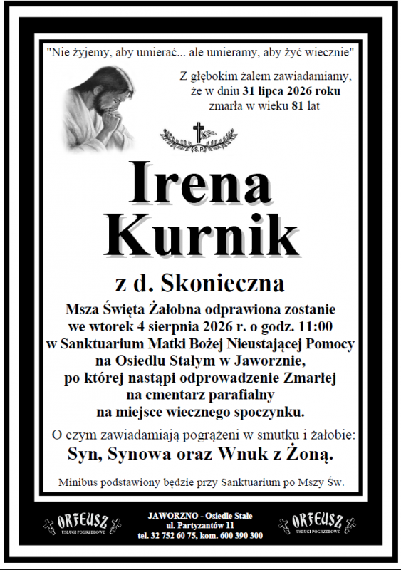 IRENA KURNIK Z DOMU SKONIECZNA