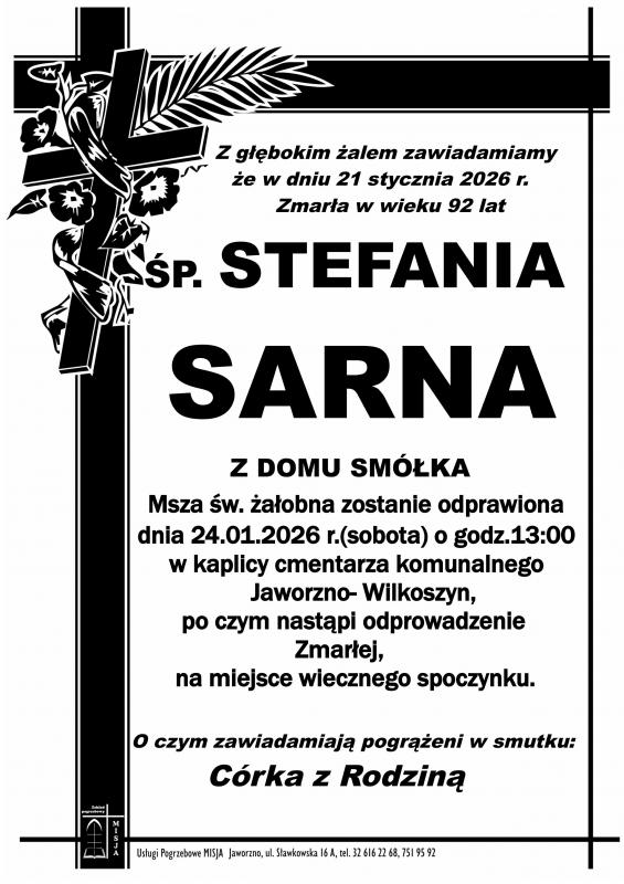 STEFANIA SARNA Z DOMU SMÓŁKA