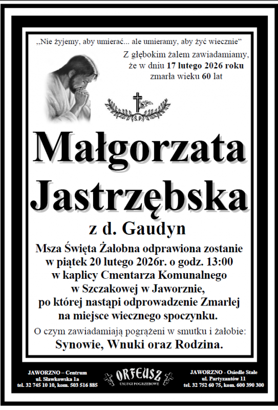 MAŁGORZATA JASTRZĘBSKA Z DOMU GAUDYN