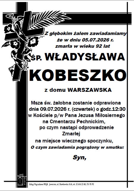 WŁADYSŁAWA KOBESZKO Z DOMU WARSZAWSKA
