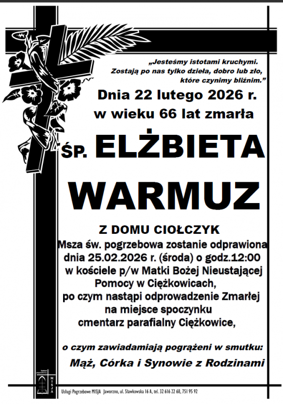 ELŻBIETA WARMUZ Z DOMU CIOŁCZYK