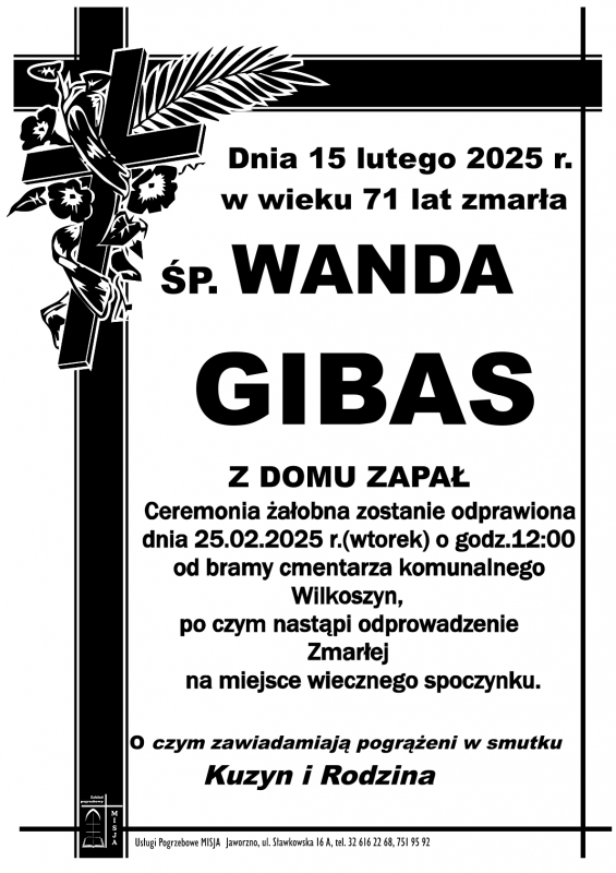 WANDA GIBAS Z DOMU ZAPAŁ
