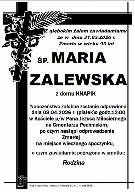 MARIA ZALEWSKA Z DOMU KNAPIK