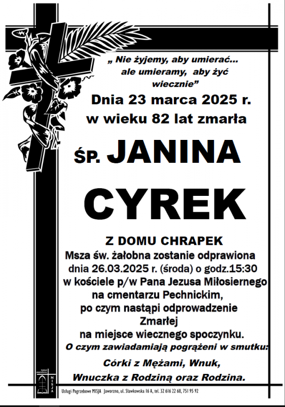 JANINA CYREK Z DOMU CHRAPEK