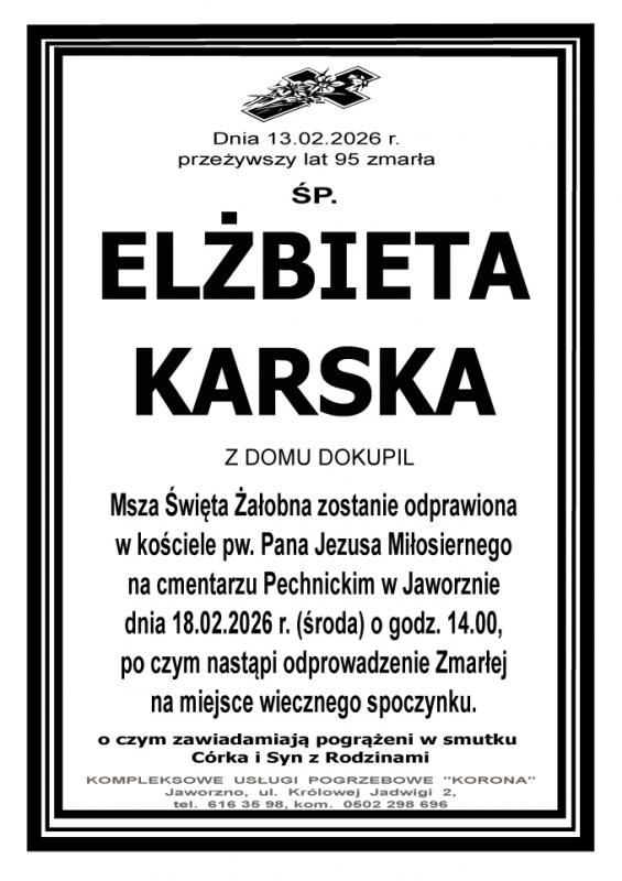 ELŻBIETA KARSKA Z DOMU DOKUPIL