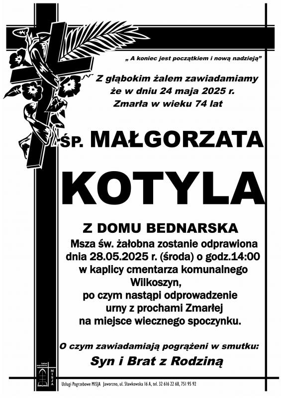 MAŁGORZATA KOTYLA Z DOMU BEDNARSKA
