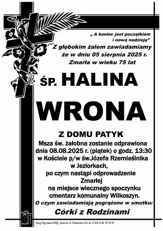HALINA WRONA Z DOMU PATYK