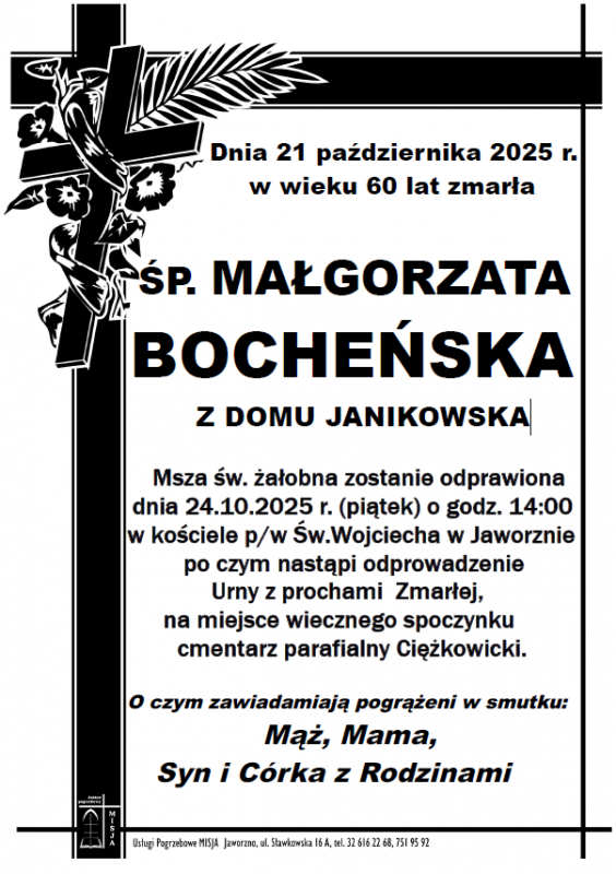 MAŁGORZATA BOCHEŃSKA Z DOMU JANIKOWSKA