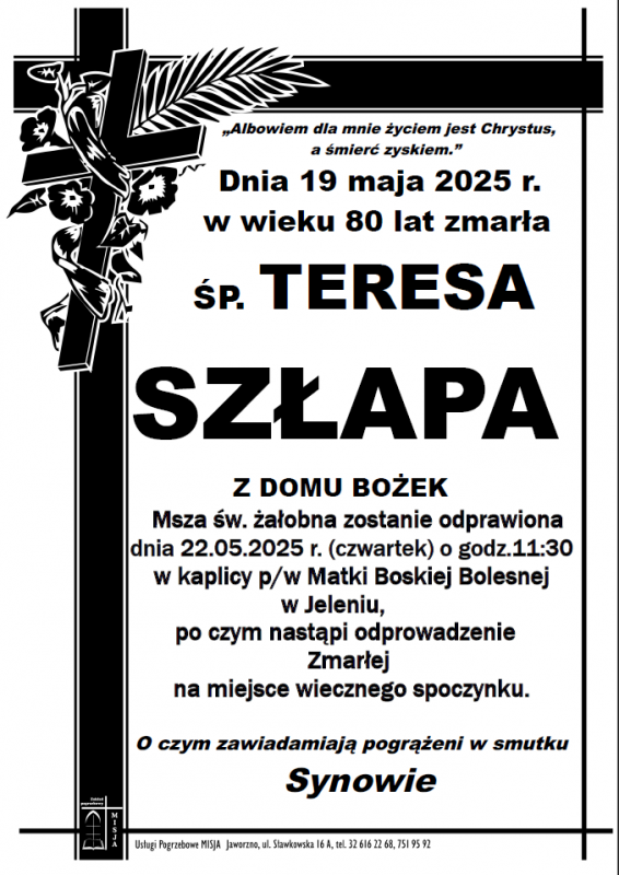 TERESA SZŁAPA Z DOMU BOŻEK