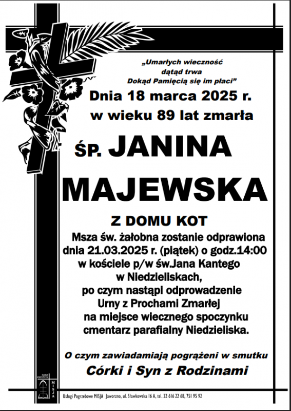 JANINA MAJEWSKA Z DOMU KOT