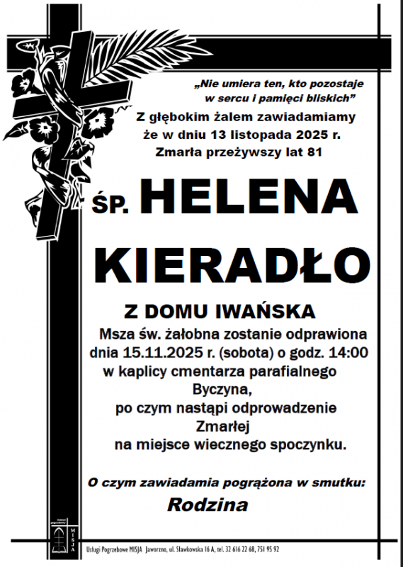 HELENA KIERADŁO Z DOMU IWAŃSKA