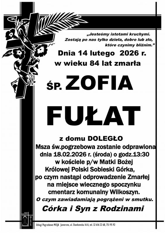 ZOFIA  FUŁAT Z DOMU DOLEGŁO