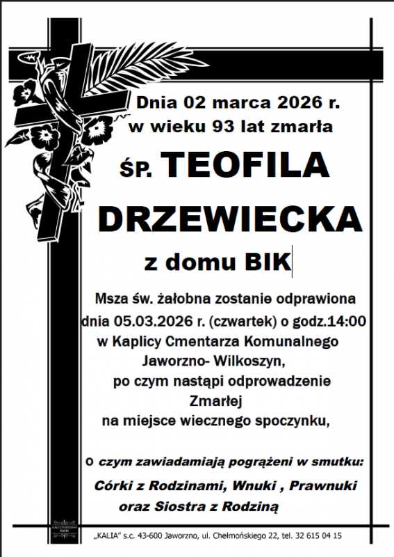 TEOFILA DRZEWIECKA z domu BIK