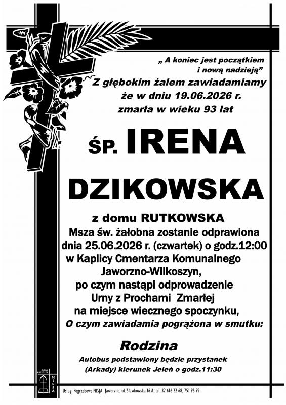 IRENA DZIKOWSKA Z DOMU RUTKOWSKA