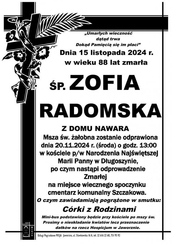 ZOFIA RADOMSKA Z DOMU NAWARA